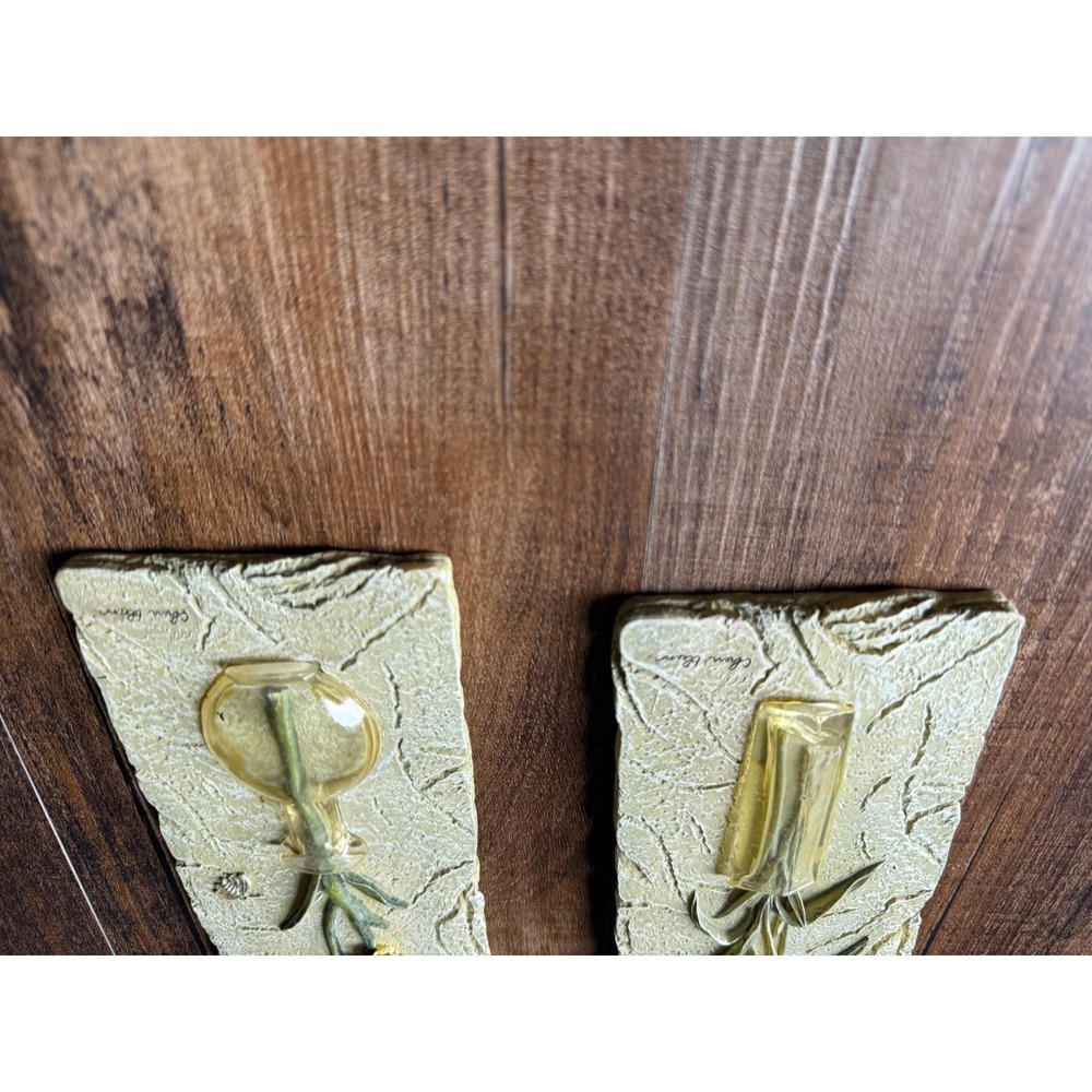 Cheri Blum Vintage Floral Wall Plaques Set of 2 3D Resin Botanical Art - Picture 5 of 16